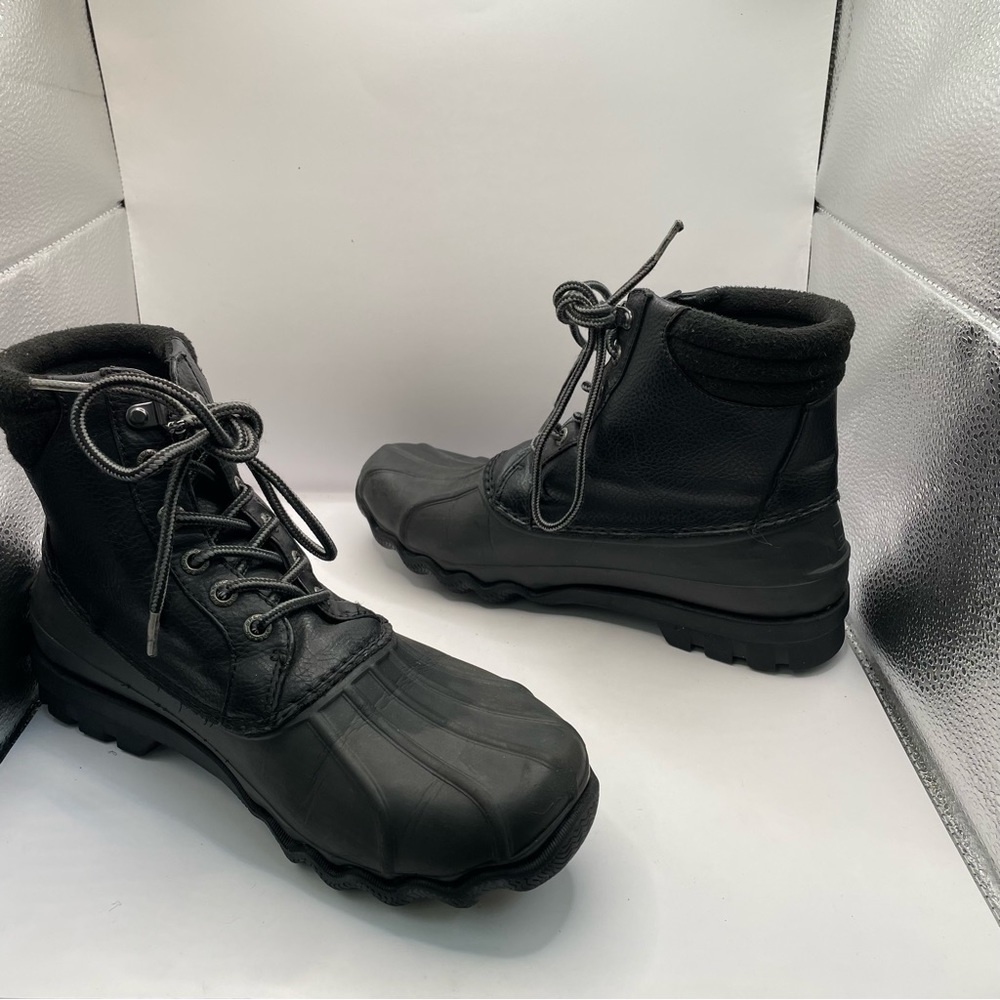 Sperry Topsider Avenue Duck Boot combat boots Black Leather Lace Up Waterproof 7 - Picture 3 of 5